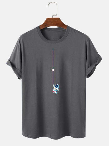 Astronaut On A String Print T-Shirt-Vacay Outfit