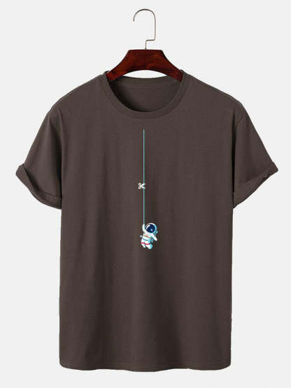 Astronaut On A String Print T-Shirt-Vacay Outfit