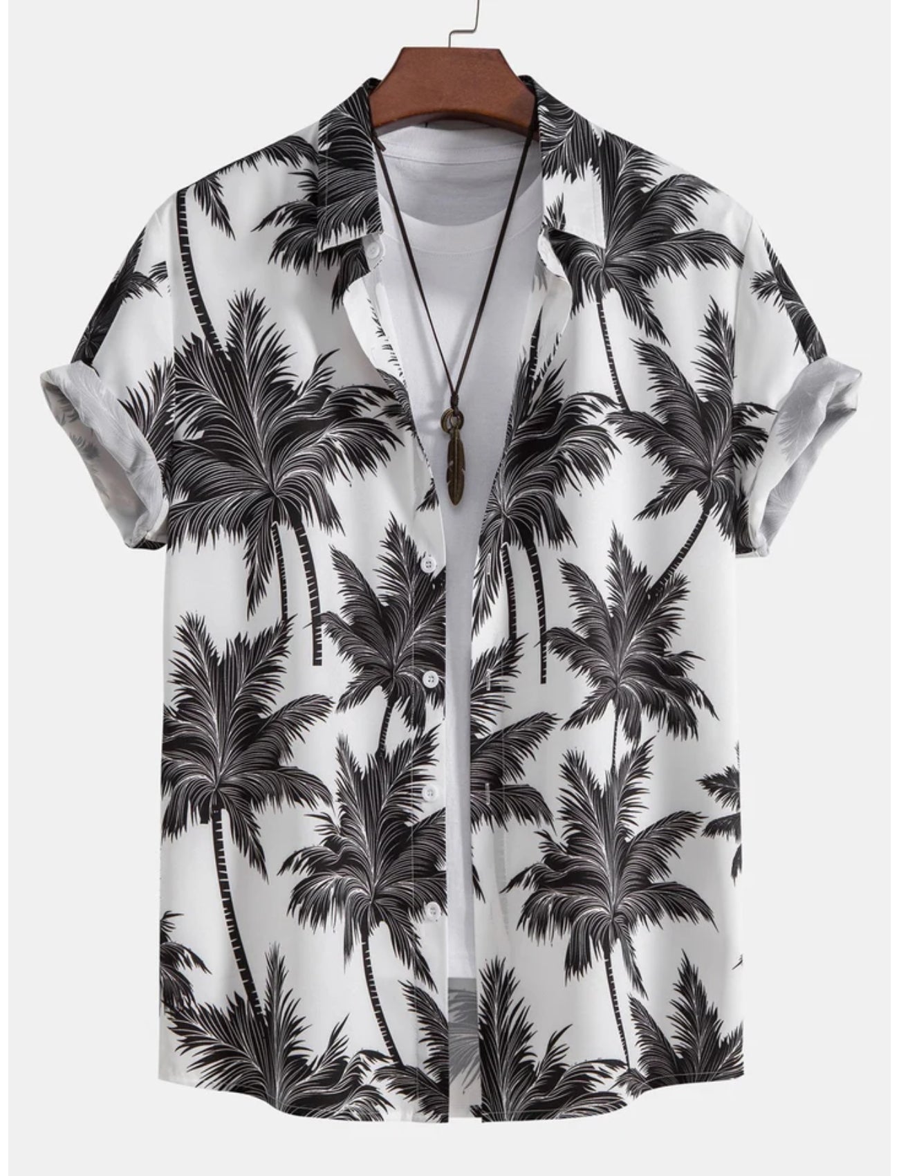 Tropical Tree Button Down Shirt And Shorts Set-Vacay Outfit
