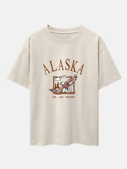 Alaskan Eagle Print Oversize T-Shirt-Vacay Outfit