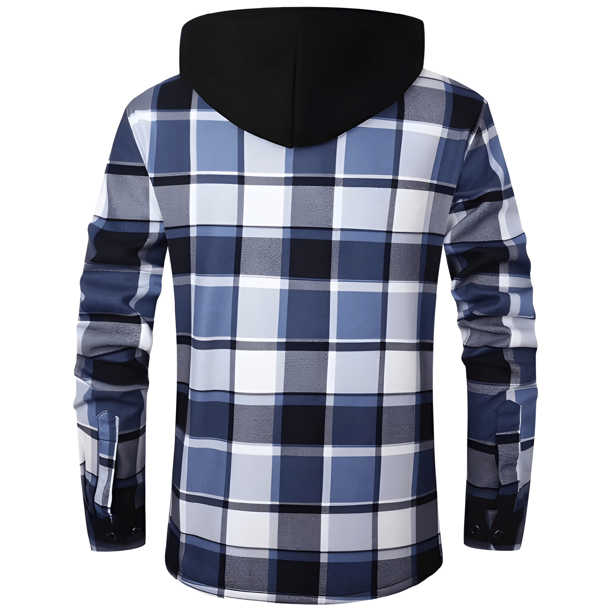 Thermal Lined Fleece Jacket With Hood And Plaid Design For Men
