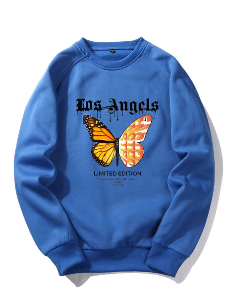 Butterfly Letter Print Sweatshirt-Vacay Outfit