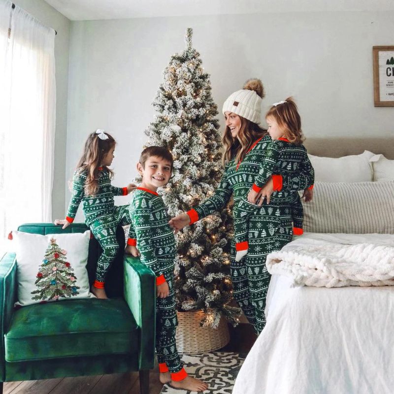 Christmas Tree Green Print Pajamas Set-Vacay Outfit