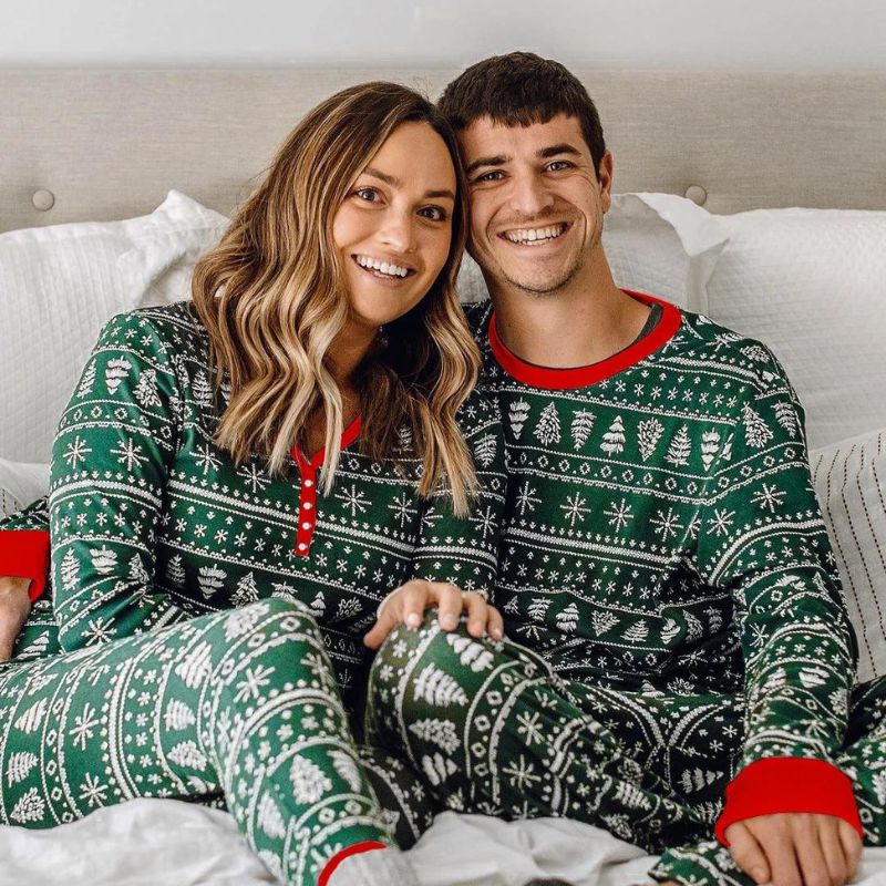 Christmas Tree Green Print Pajamas Set-Vacay Outfit
