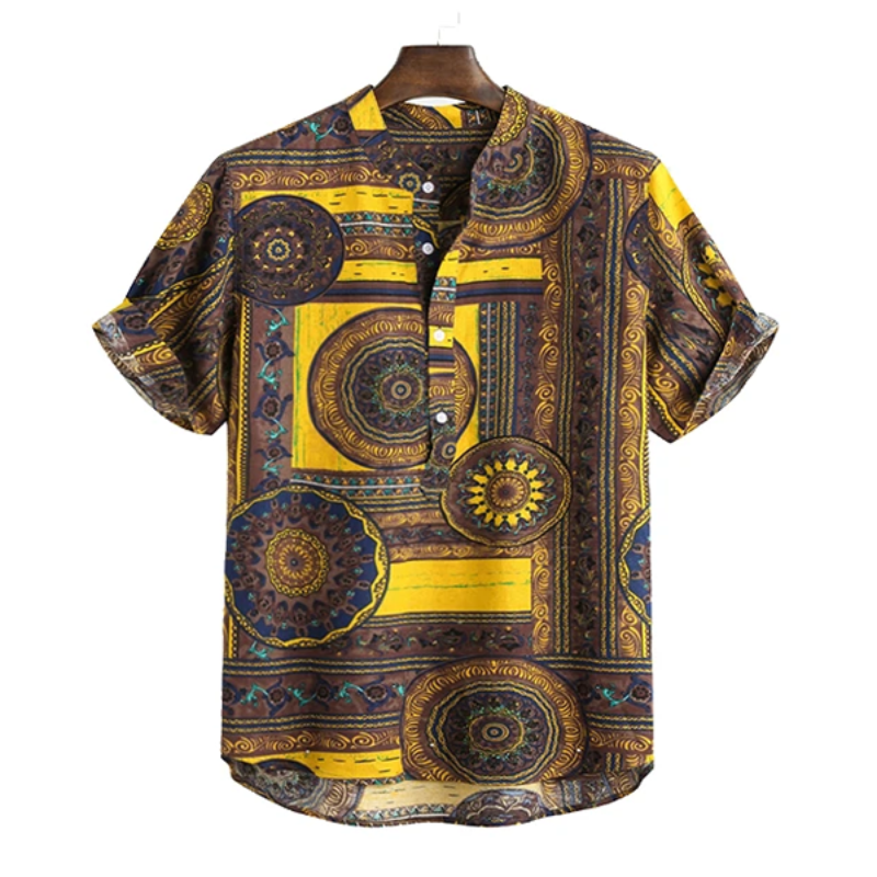 Mandala Henley Shirt-Vacay Outfit