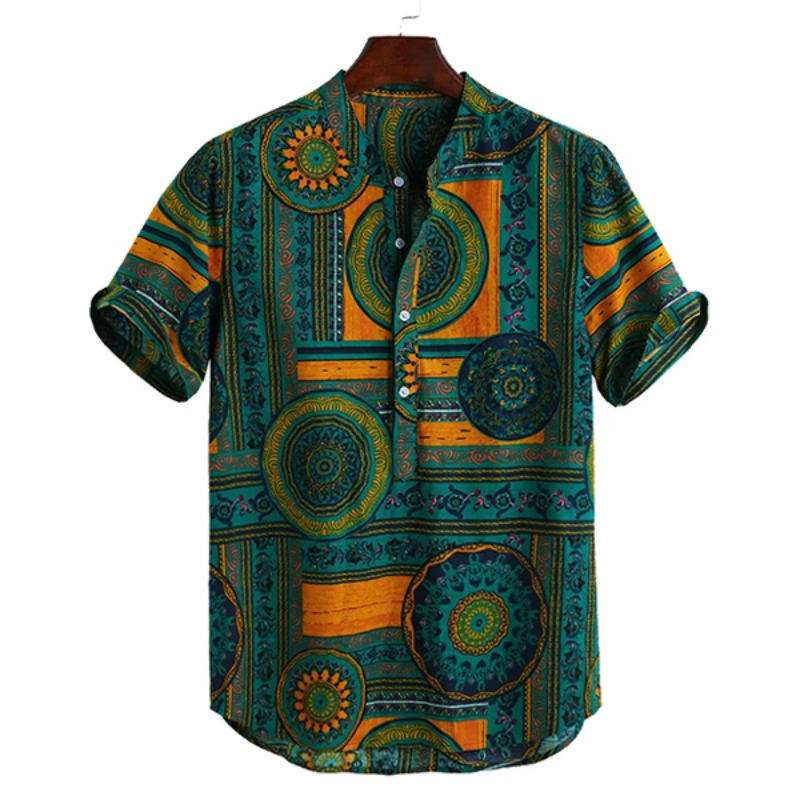 Mandala Henley Shirt-Vacay Outfit