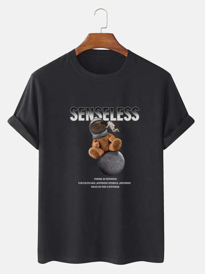 Astronaut Bear Print T-Shirt-Vacay Outfit