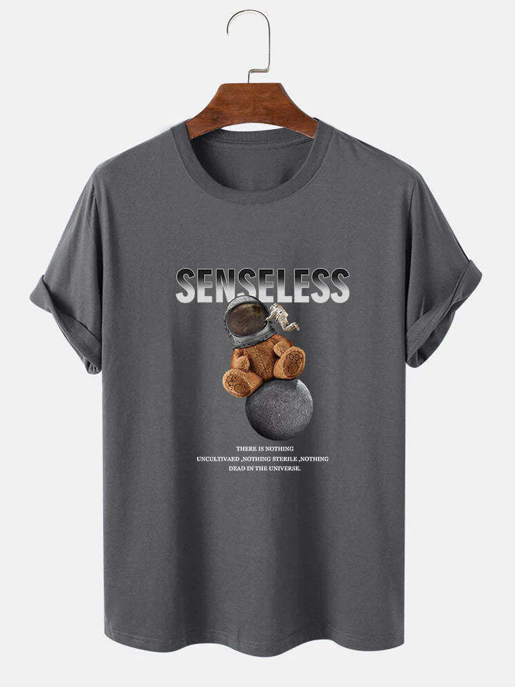 Astronaut Bear Print T-Shirt-Vacay Outfit