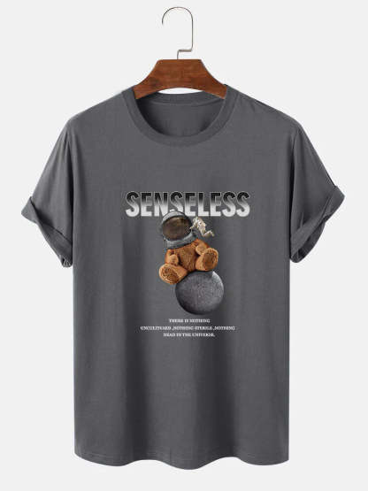 Astronaut Bear Print T-Shirt-Vacay Outfit