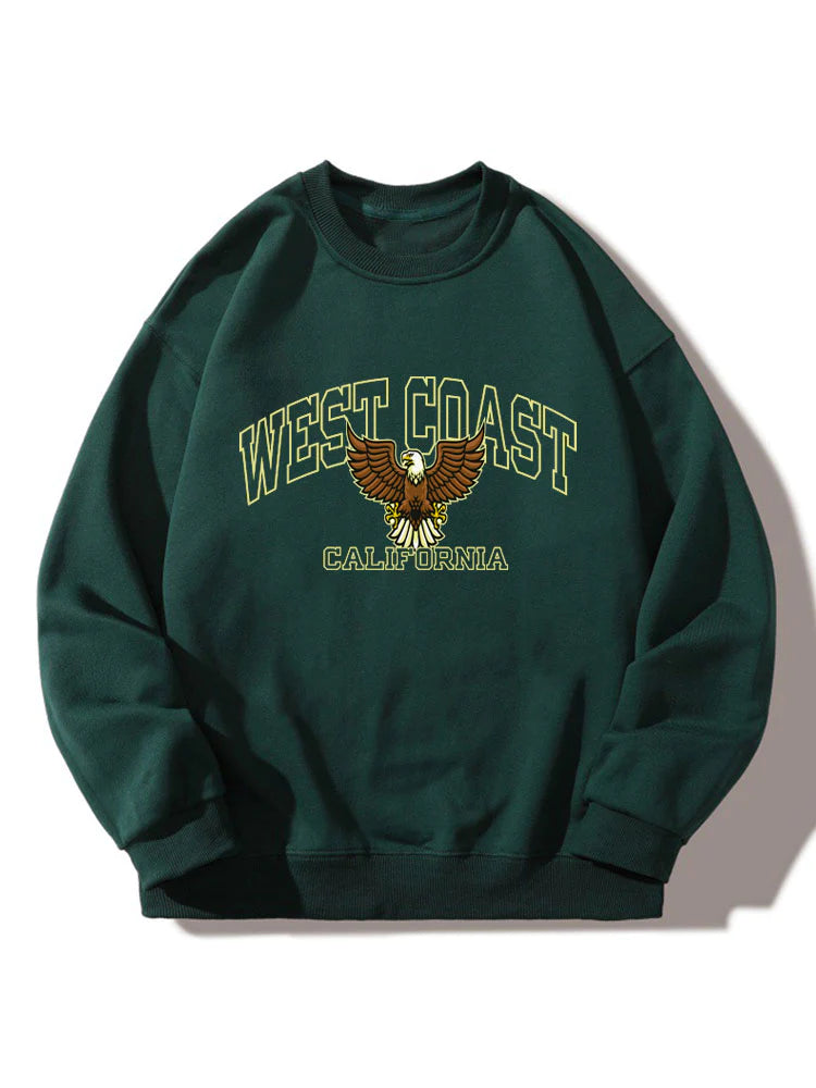 West Coast Eagle Print Sweatshirt-Vacay Outfit