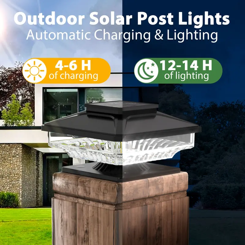 Solar Post Lights, Outdoor Decorative Post cap Light, Solar Powered white Shell Caps, Brightness Warm White LED Lighting for Fence Deck Patio,Wooden Posts 4