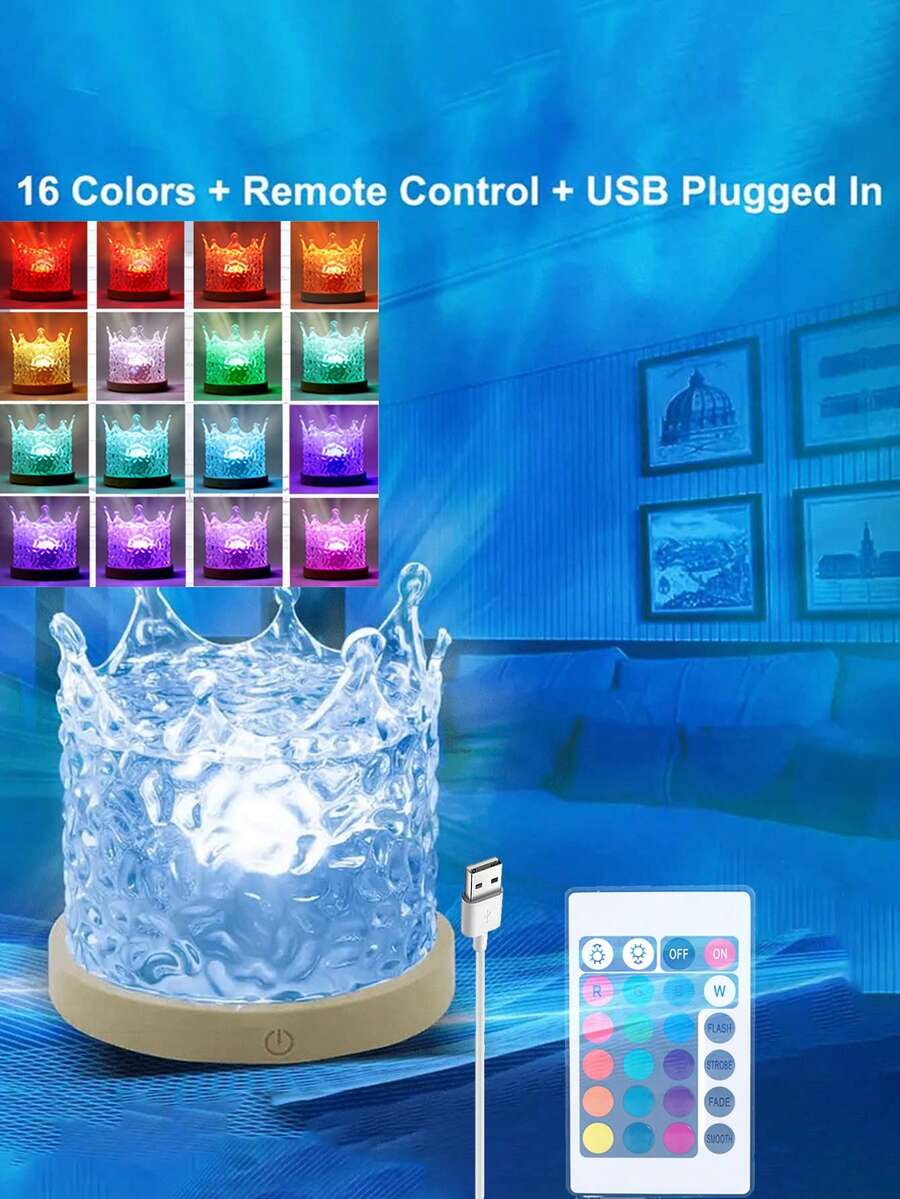 1pc USB Powered Dynamic Lighting Effect RGB Bedside Lamp, Cylindrical Water Wave Design, Bedroom Ambiance Lighting, Projection Lamp, USB Port, 3 Colors/16 Colors Options, Rotatable Light, Suitable For Birthday Photos, Outdoor Camping, Bedroom, Room, Corridor, Home Decor, Christmas Decor, Christmas Lights, Christmas, Home Decor Living Room, Lamp, Lighting - Water Ripple Projection - View 13