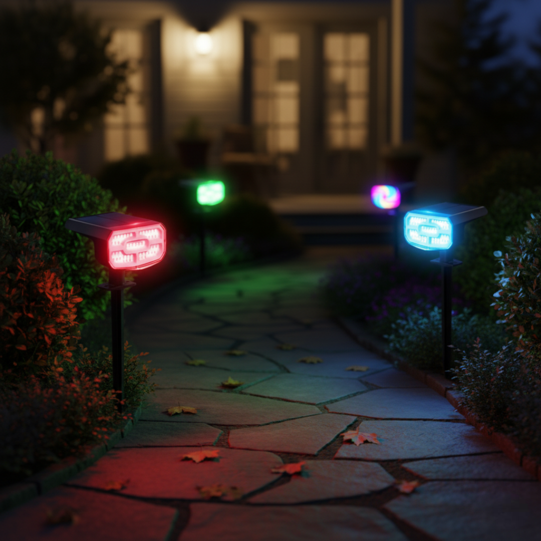 Solar Spot RGB Lights Outdoor Waterproof 4 Pack