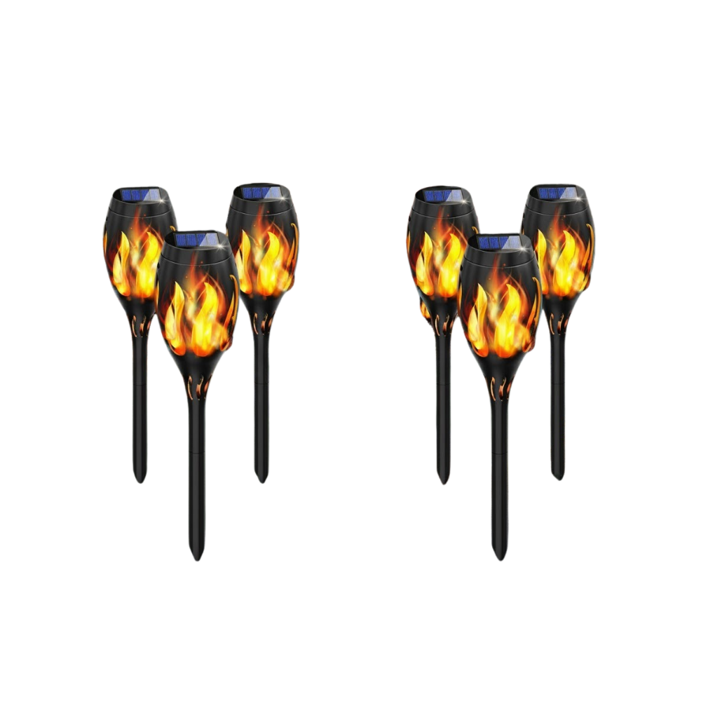 Waterproof Solar Flame Lights 6 Pack for Yard & Patio