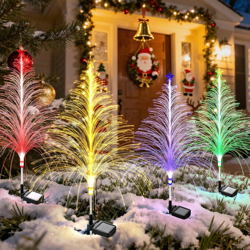 Solar Fiber Christmas Tree Outdoor Garden Pathway Light