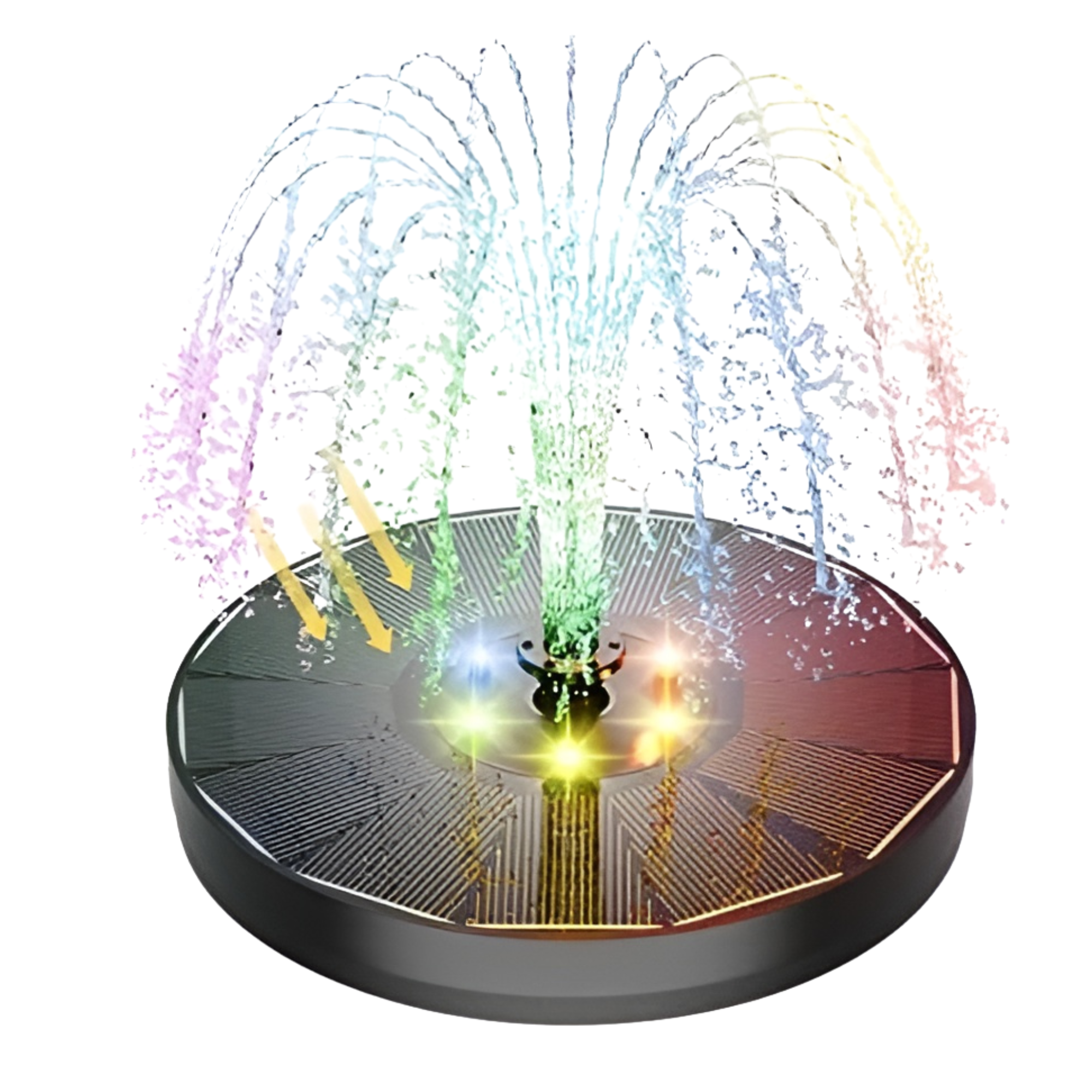 Aurora Solar Water Fountain With LED Lights 7 Nozzles Garden Pond Kit