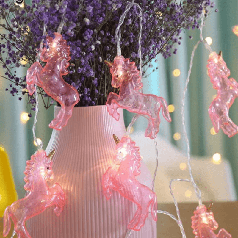 Unicorn LED Sparkly Fairy Lights - Solar Flame Torch
