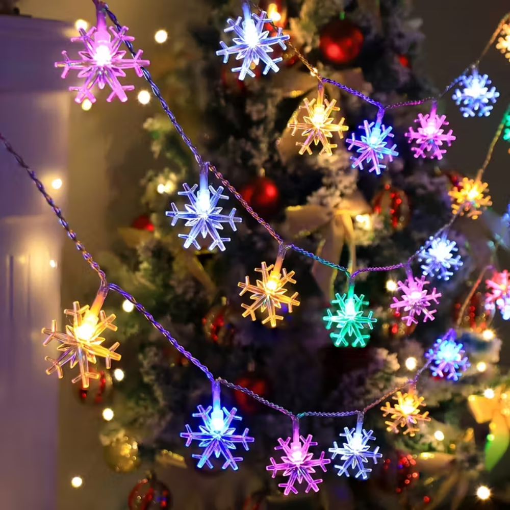  Battery Powered Snowflake LED String Lights