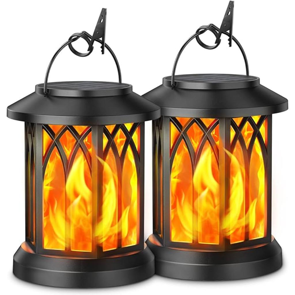 Solar Lantern Outdoor Lights 4 Pack Flickering Flame Decorative