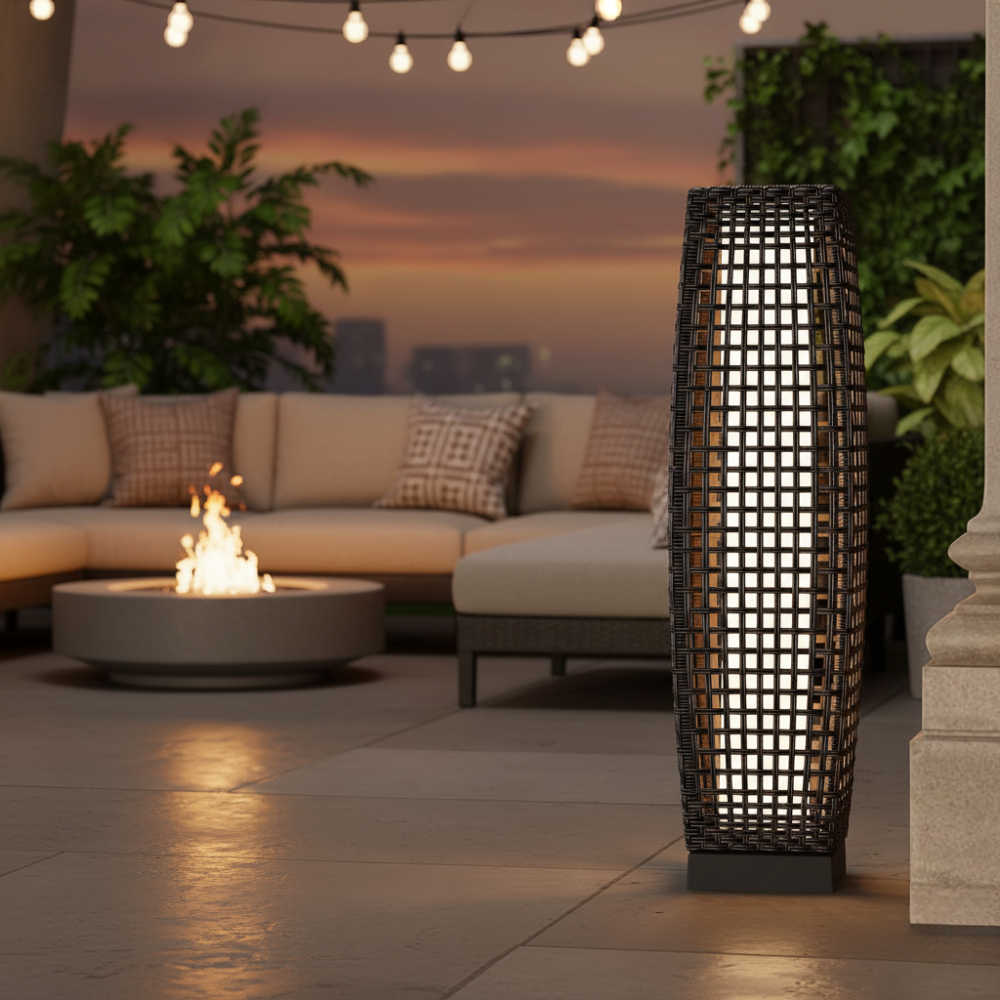 Water Resistant Wicker Lantern Light for Patio