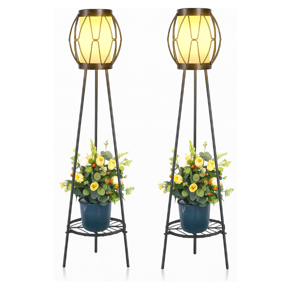 Pack Of 2 Waterproof Solar Floor Lights with Tripod Stands