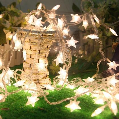 Led Star String Lights - Solar Flame Torch