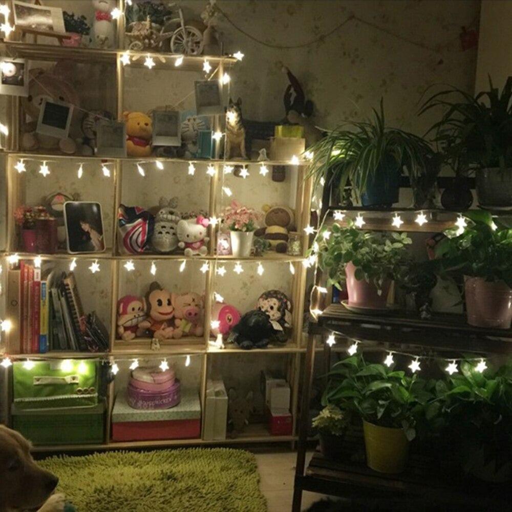 Led Star String Lights - Solar Flame Torch