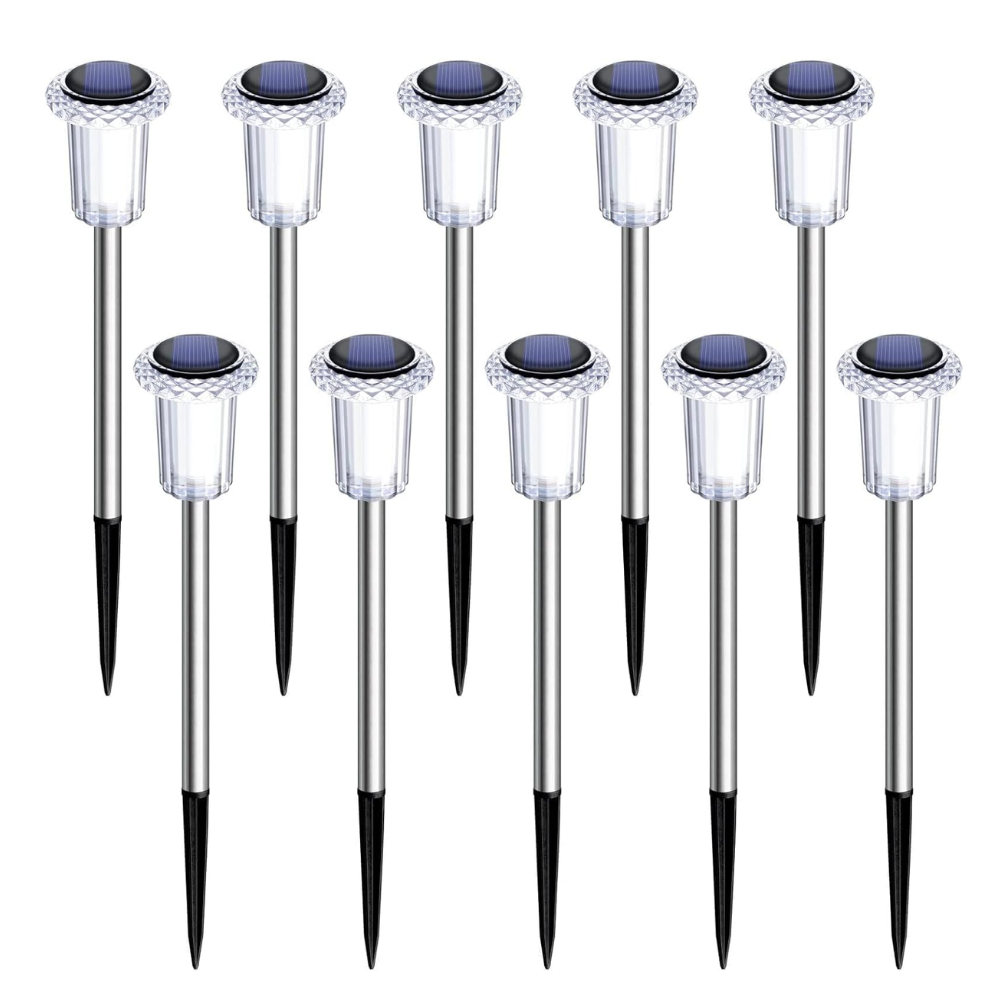 Pack Of 10 Solar Pathway Lights Outdoor Waterproof LED