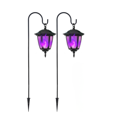 Solar Flame Hanging Lights With Shepherd Hooks For Outdoor Decor