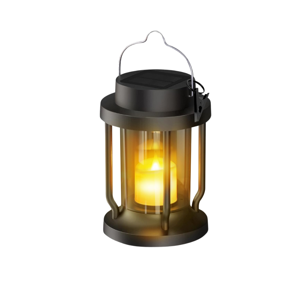 Hanging Solar Lantern Light With Flickering Flameless Candle