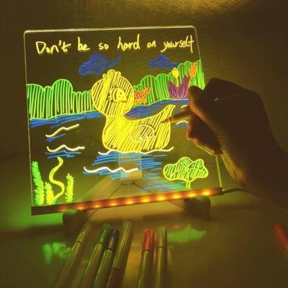 LED Note Board With 7 Colors Pen - Solar Flame Torch