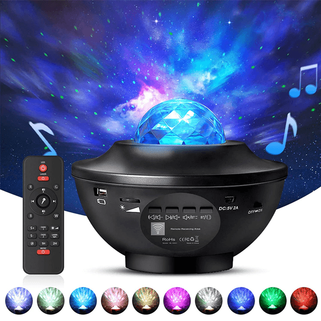 Starry Night Light Galaxy Projector With Bluetooth Speaker - Solar Flame Torch