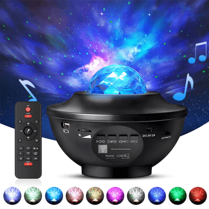 Starry Night Light Galaxy Projector With Bluetooth Speaker - Solar Flame Torch