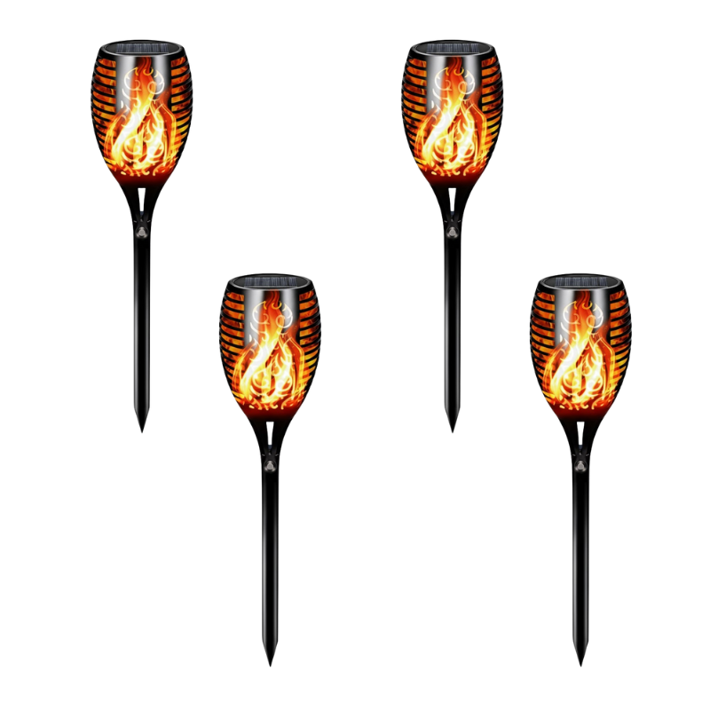 Tall Solar Torch Lights With Flickering Flame For Outdoor Decor
