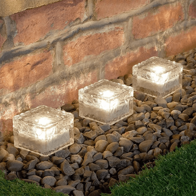 Solar-Powered Heavy Duty Brick Path Light - Heavy Duty Outdoor Lights! - Solar Flame Torch
