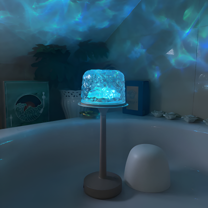 Ocean Wave Projection Themed Table Lamp For Decor