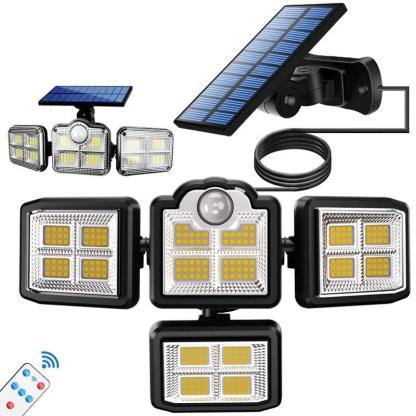 171LED 3 Head Motion Sensor Wall Lamp - Solar Flame Torch