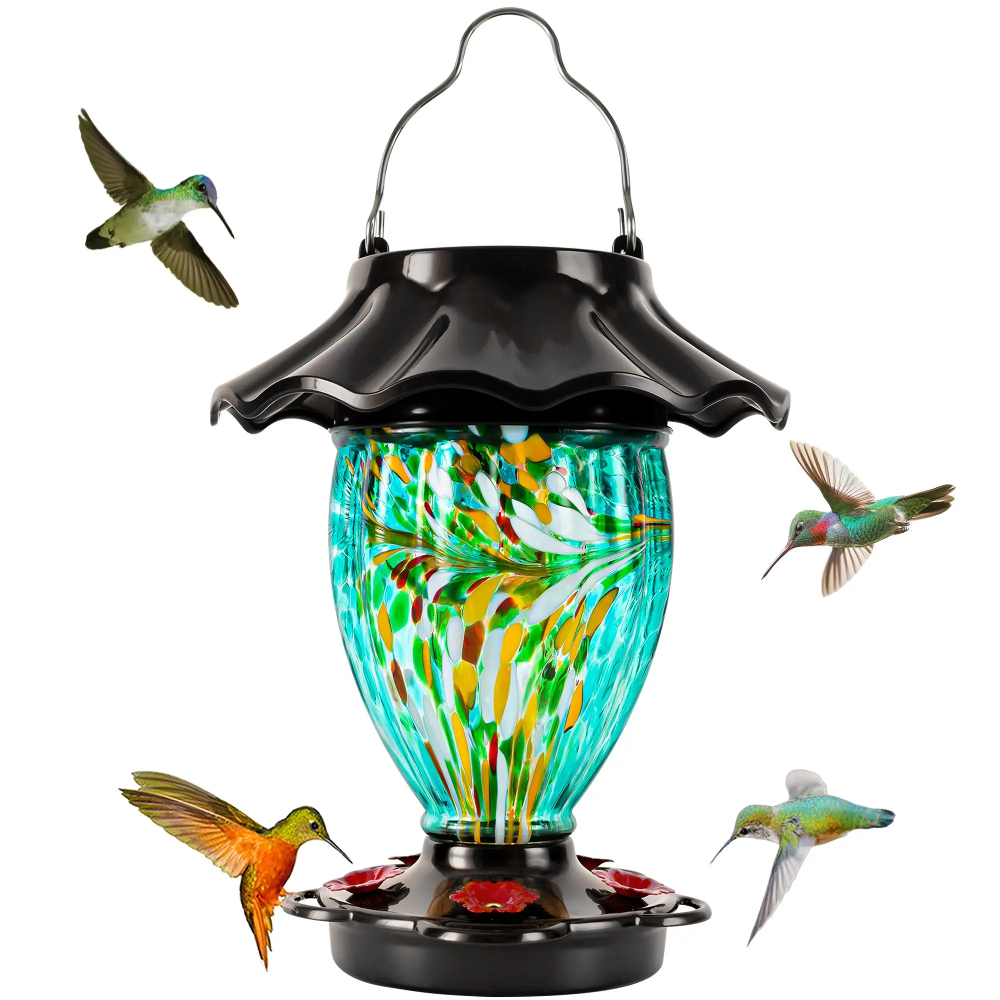 Outdoor Solar Powered Hummingbird Feeder Lantern For Garden Decor