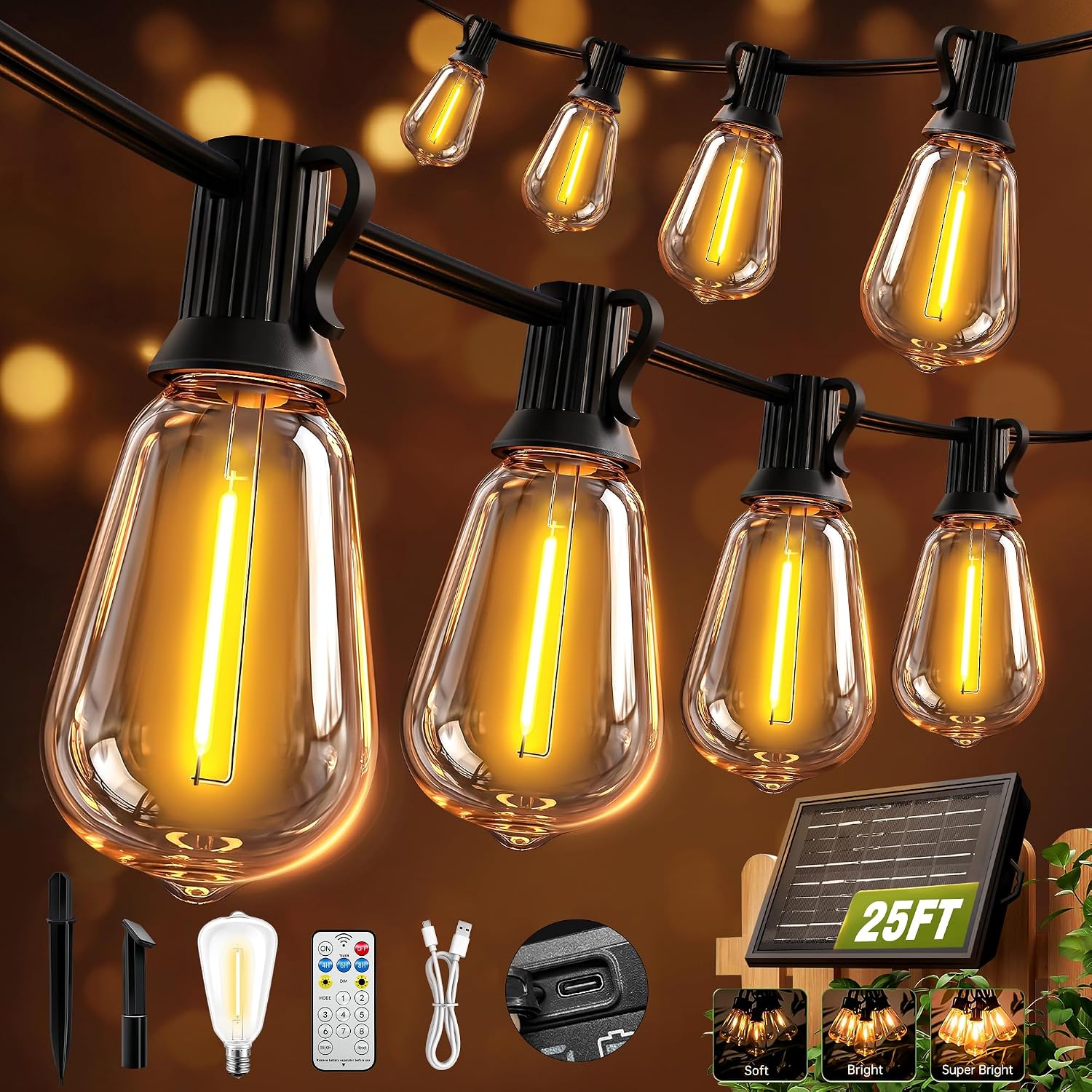 Outdoor Waterproof Solar String Remote Timer Garden Lights