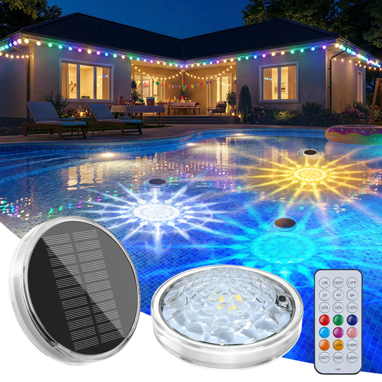Solar Floating RGB Pool Lights With Remote Control