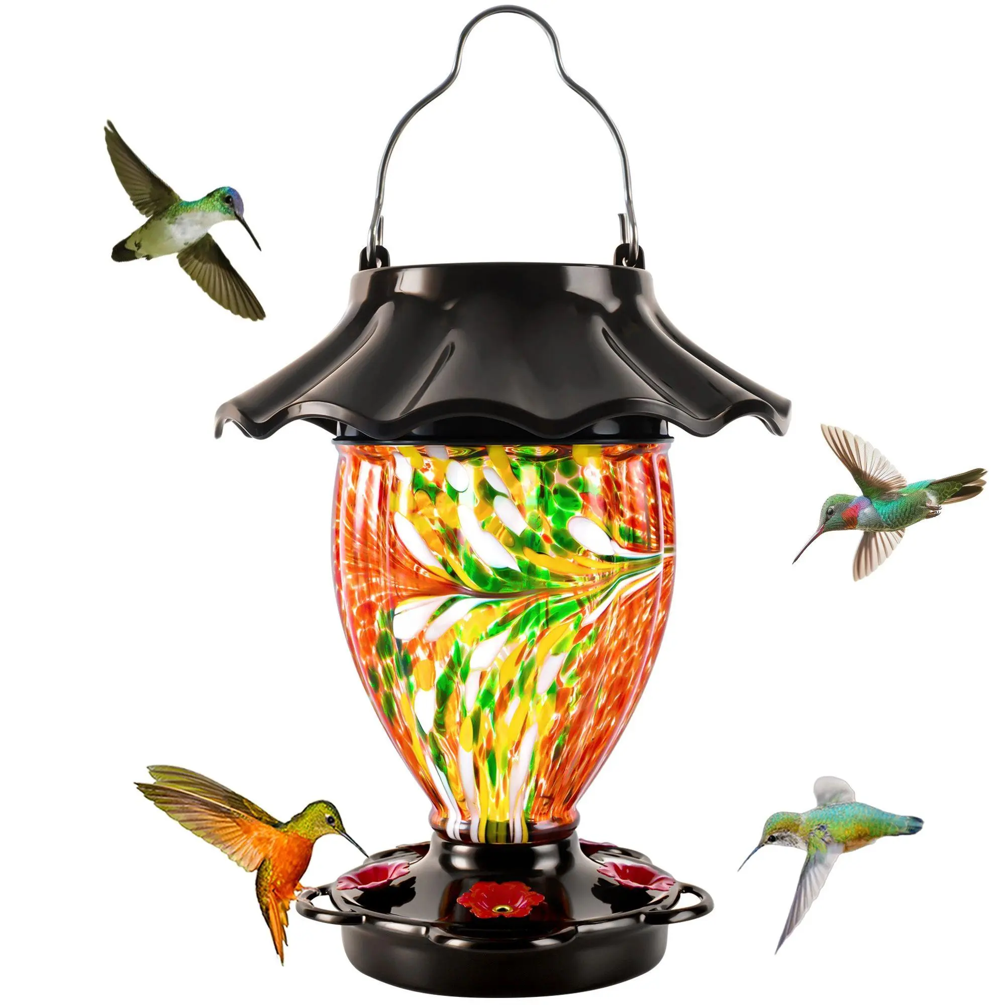 Outdoor Solar Powered Hummingbird Feeder Lantern For Garden Decor
