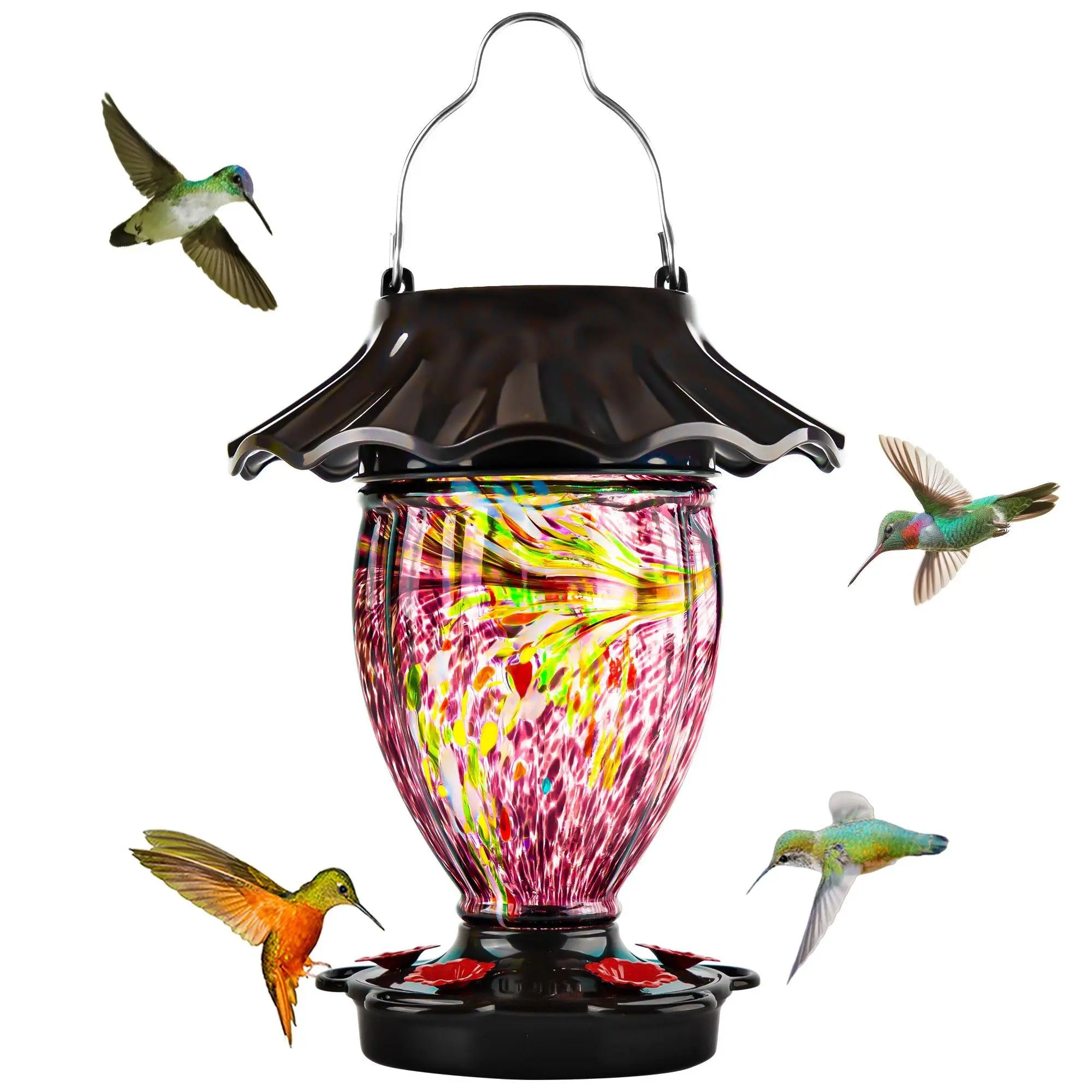 Outdoor Solar Powered Hummingbird Feeder Lantern For Garden Decor