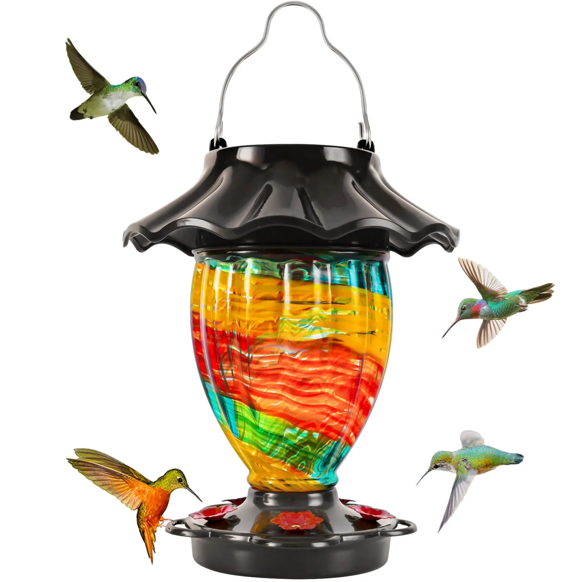 Outdoor Solar Powered Hummingbird Feeder Lantern For Garden Decor