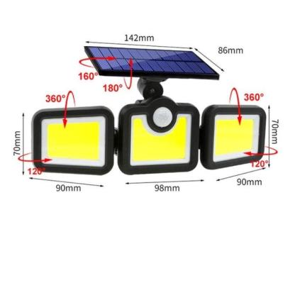 171LED 3 Head Motion Sensor Wall Lamp - Solar Flame Torch