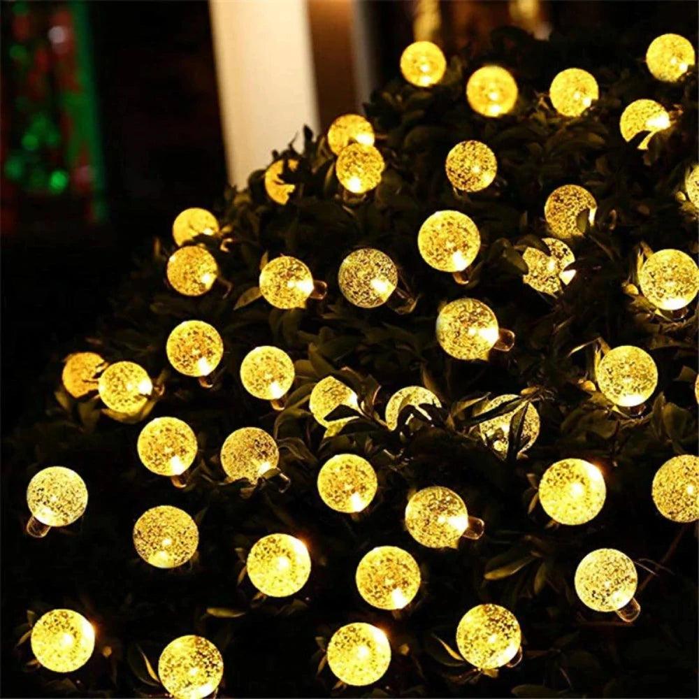 String Lights Crystal Balls - Solar Flame Torch