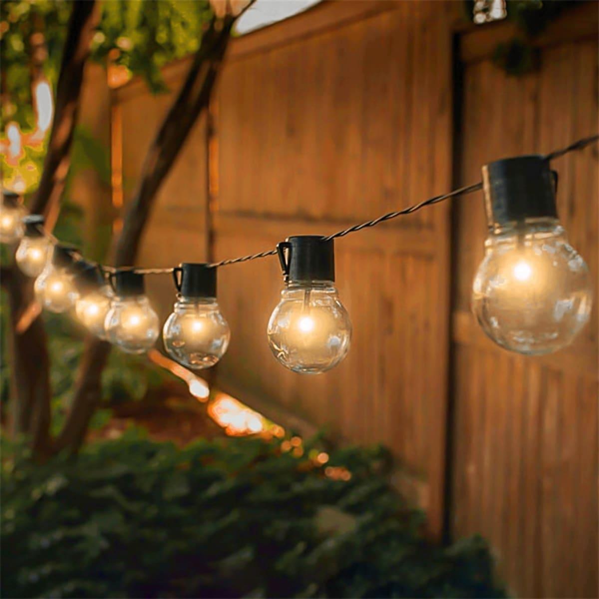 25FT Globe String Lights with Bulbs for Indoor/Outdoor Waterproof Connectable Hanging Lights for Backyard Porch Balcony Party Decor - Solar Flame Torch