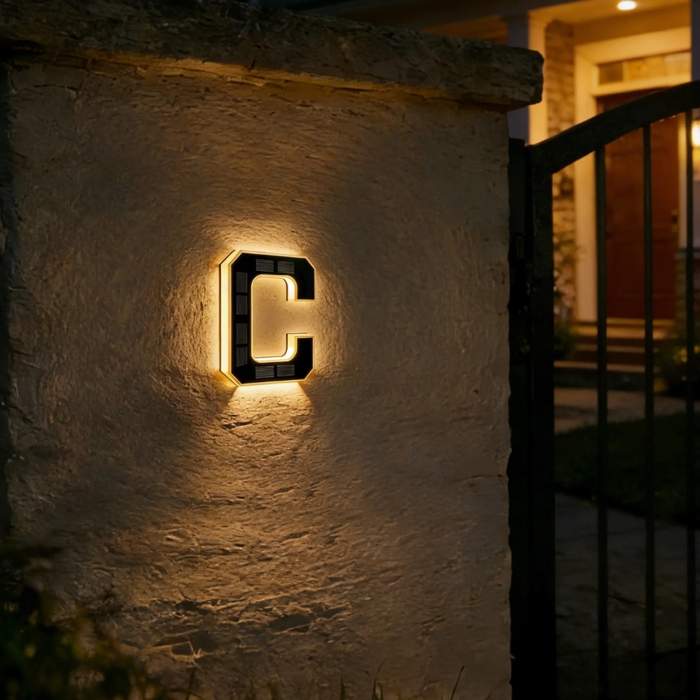 Solar Lighted House Numbers 9 Inch Waterproof LED Address Signs for Outside Modern House Numbers with Large Personalization Options