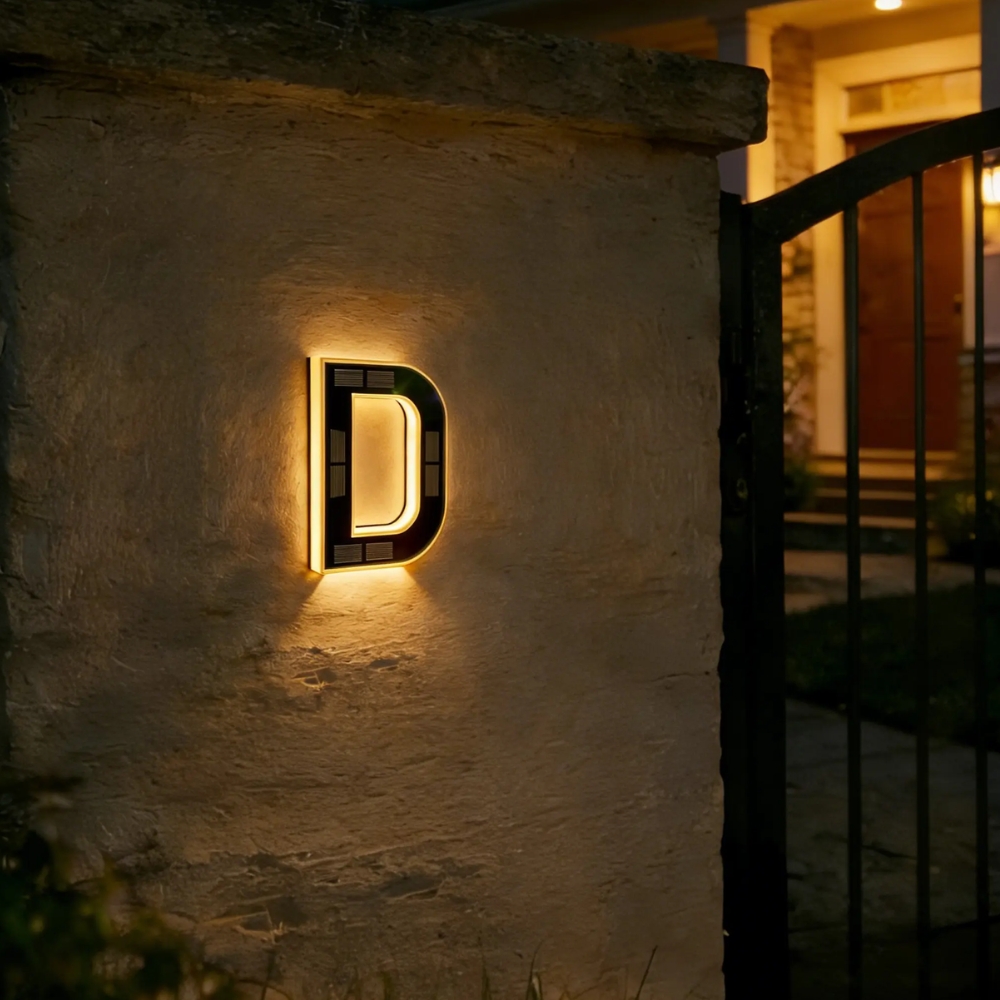 Solar Lighted House Numbers 9 Inch Waterproof LED Address Signs for Outside Modern House Numbers with Large Personalization Options