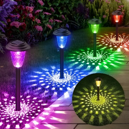 Solar Lights Outdoor Weatherproof, RGB + Warm White LED, Solar Powered Pathway Lights for Yard