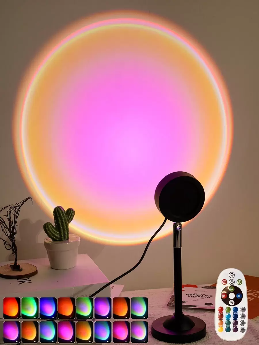 1pc 180 Degree Adjustable Led Remote Controlled RGB 16 Color Projector Lamp & Atmosphere Light For Live Streaming & Photography - Multicolor - View 3